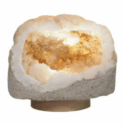 Natural Calcite Geode Lamp with Large LED Light Base DS2129| Himalayan Salt Factory