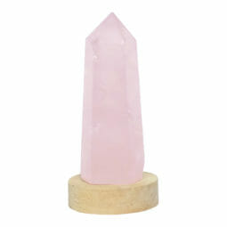 Rose Quartz Terminated Point with LED Small Base DS2145 | Himalayan Salt Factory