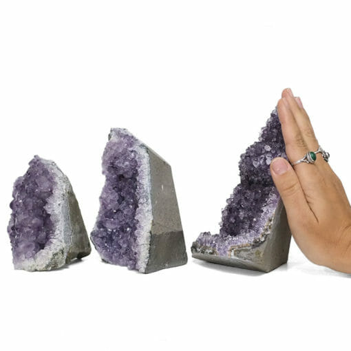 2.45kg Amethyst Crystal Geode Specimen Set 3 Pieces DR336 | Himalayan Salt Factory