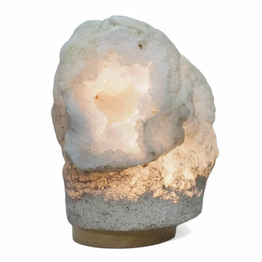 Natural Calcite Geode Lamp with Large LED Light Base DB377 | Himalayan Salt Factory