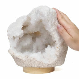 Natural Calcite Geode Lamp with Large LED Light Base DB378 | Himalayan Salt Factory