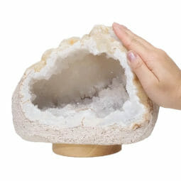 Natural Calcite Geode Lamp with Large LED Light Base DB379 | Himalayan Salt Factory
