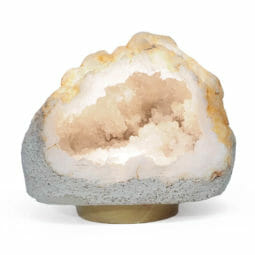 Natural Calcite Geode Lamp with Large LED Light Base DB379 | Himalayan Salt Factory