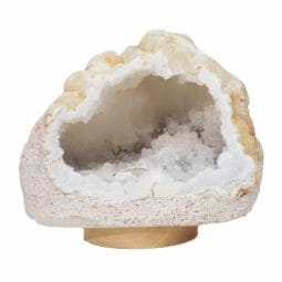 Natural Calcite Geode Lamp with Large LED Light Base DB379 | Himalayan Salt Factory