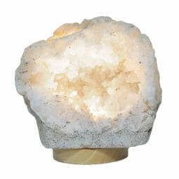 Natural Calcite Geode Lamp with Large LED Light Base DB380 | Himalayan Salt Factory