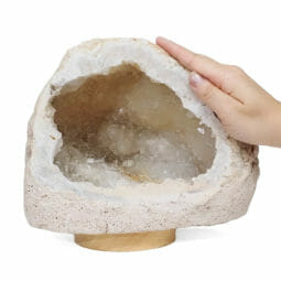 Natural Calcite Geode Lamp with Large LED Light Base DB384 | Himalayan Salt Factory