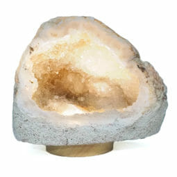 Natural Calcite Geode Lamp with Large LED Light Base DB384 | Himalayan Salt Factory