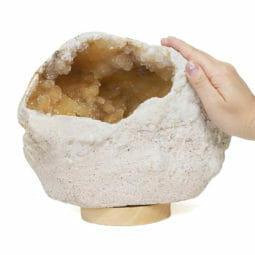 Natural Calcite Geode Lamp with Large LED Light Base DB385 | Himalayan Salt Factory