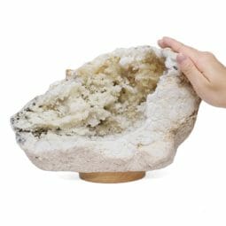 Natural Calcite Geode Lamp with Large LED Light Base DB386 | Himalayan Salt Factory