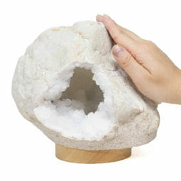 Natural Calcite Geode Lamp with Large LED Light Base DB387 | Himalayan Salt Factory