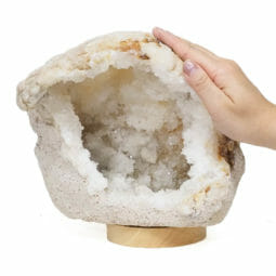 Natural Calcite Geode Lamp with Large LED Light Base DB388 | Himalayan Salt Factory