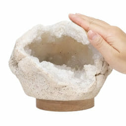Natural Calcite Geode Lamp with Large LED Light Base DN1715 | Himalayan Salt Factory