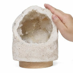 Natural Calcite Geode Lamp with Large LED Light Base DN1716 | Himalayan Salt Factory