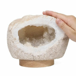 Natural Calcite Geode Lamp with Large LED Light Base DN1717 | Himalayan Salt Factory