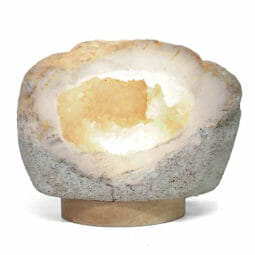 Natural Calcite Geode Lamp with Large LED Light Base DN1717 | Himalayan Salt Factory