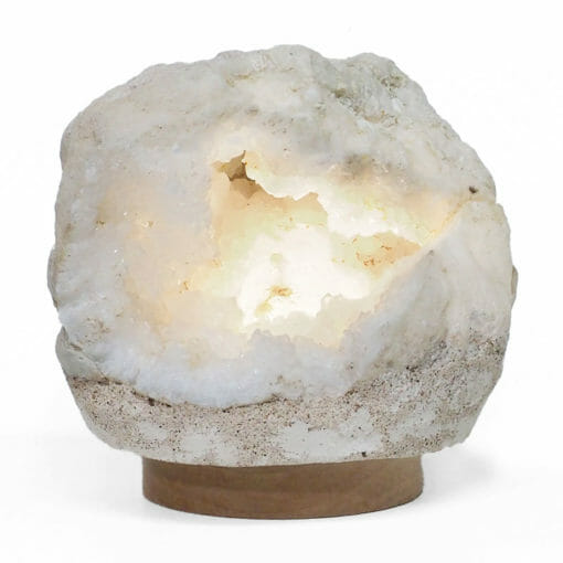 Natural Calcite Geode Lamp with Large LED Light Base DN1718 | Himalayan Salt Factory