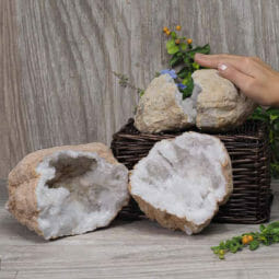 Natural Calcite Geode Pair – 2 Small Geodes Set N443 | Himalayan Salt Factory