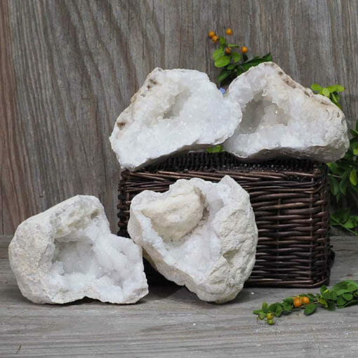 Natural Calcite Geode Pair – 2 Small Geodes Set N445 | Himalayan Salt Factory
