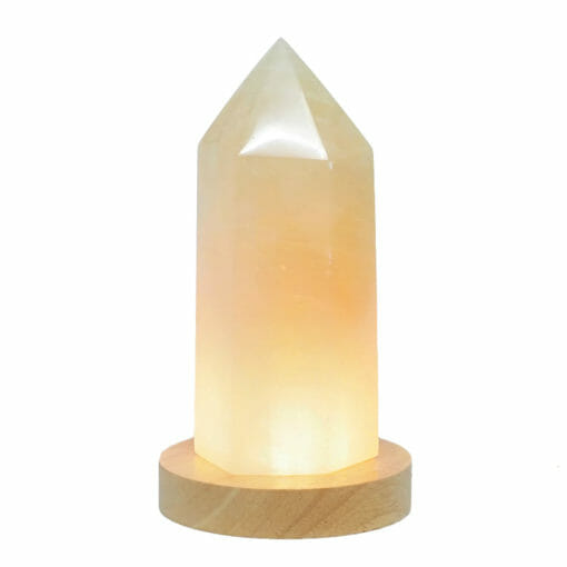 Honey Calcite Terminated Point on LED Large Base DS2197 | Himalayan Salt Factory