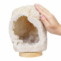 3.92kg Natural Calcite Geode Lamp with Large LED Light Base DB400 | Himalayan Salt Factory