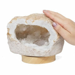 1.96kg Natural Calcite Geode Lamp with Large LED Light Base DB418 | Himalayan Salt Factory
