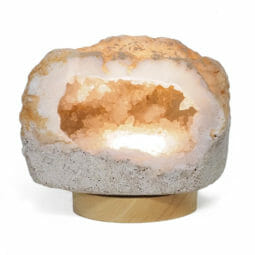 1.96kg Natural Calcite Geode Lamp with Large LED Light Base DB418 | Himalayan Salt Factory