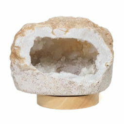 1.96kg Natural Calcite Geode Lamp with Large LED Light Base DB418 | Himalayan Salt Factory