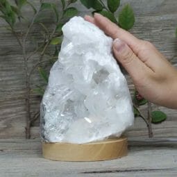 Natural Clear Quartz Cluster Lamp on LED Large Base DB433 | Himalayan Salt Factory