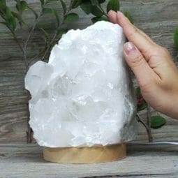 Natural Clear Quartz Cluster Lamp on LED Large Base DB435 | Himalayan Salt Factory