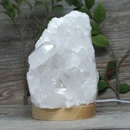 Natural Clear Quartz Cluster Lamp on LED Large Base DB435 | Himalayan Salt Factory