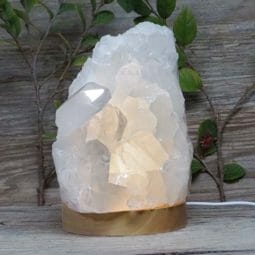 Natural Clear Quartz Cluster Lamp on LED Large Base DB435 | Himalayan Salt Factory