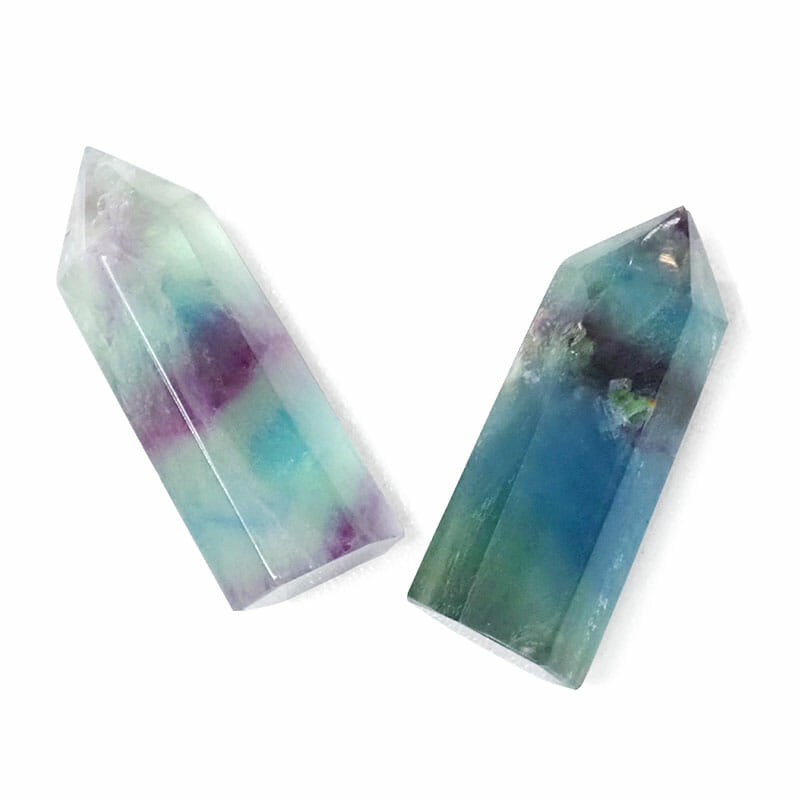 Rainbow Fluorite Mini Terminated Point Set 2 Pieces 3 Rainbow Fluorite Small Terminated Point Set 2 Pieces | Himalayan Salt Factory
