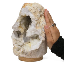 5.10kg Natural Calcite Geode Lamp with Large LED Light Base DB519 | Himalayan Salt Factory