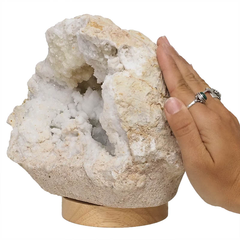 3.44kg Natural Calcite Geode Lamp with Large LED Light Base DS2264 5 3.44kg Natural Calcite Geode Lamp with Large LED Light Base DS2264 | Himalayan Salt Factory
