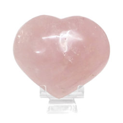 Natural Rose Quartz Polished Heart with Stand DS2255 | Himalayan Salt Factory