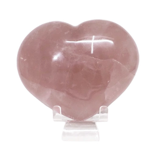 Natural Rose Quartz Polished Heart with Stand DS2257 | Himalayan Salt Factory
