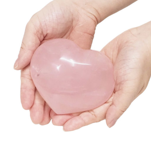 Natural Rose Quartz Polished Heart with Stand DS2259 | Himalayan Salt Factory