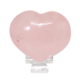 Natural Rose Quartz Polished Heart with Stand DS2259 | Himalayan Salt Factory