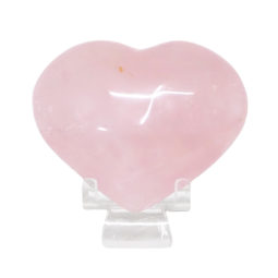 Natural Rose Quartz Polished Heart with Stand DS2261 | Himalayan Salt Factory