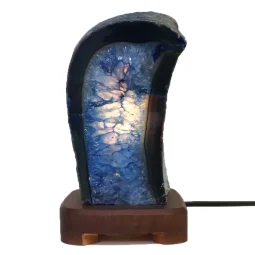 2.20kg Blue Agate Lamp – Timber Base S825 | Himalayan Salt Factory