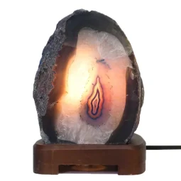 2.60kg Blue Agate Lamp - Timber Base S826 6 Blue Agate Lamp – Timber Base S826 | Himalayan Salt Factory