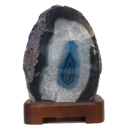 Blue Agate Lamp – Timber Base S826 | Himalayan Salt Factory