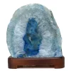 3.30kg Blue Agate Lamp - Timber Base S827 1 Blue Agate Lamp – Timber Base S827 | Himalayan Salt Factory