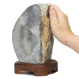 Natural Agate Lamp - Timber Base S828 | Himalayan Salt Factory