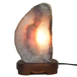Natural Agate Lamp - Timber Base S828 | Himalayan Salt Factory