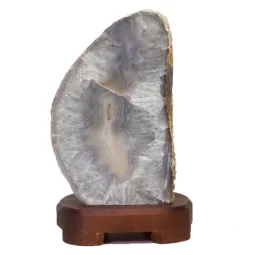 Natural Agate Lamp - Timber Base S828 | Himalayan Salt Factory