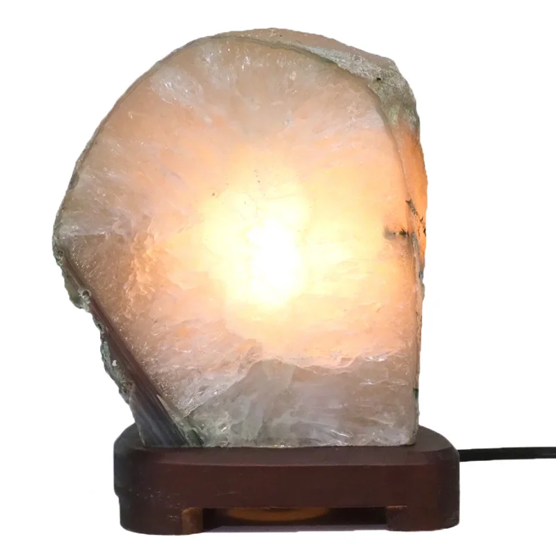 3.90kg Natural Agate Lamp – Timber Base S832 4 Natural Agate Lamp - Timber Base S832 | Himalayan Salt Factory