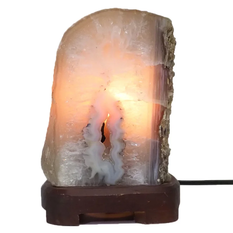 2.30kg Natural Agate Lamp – Timber Base S835 4 Natural Agate Lamp - Timber Base S835 | Himalayan Salt Factory
