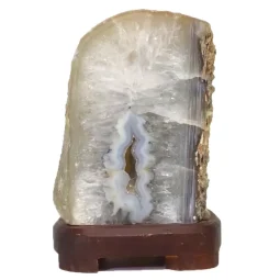 Natural Agate Lamp - Timber Base S835 | Himalayan Salt Factory