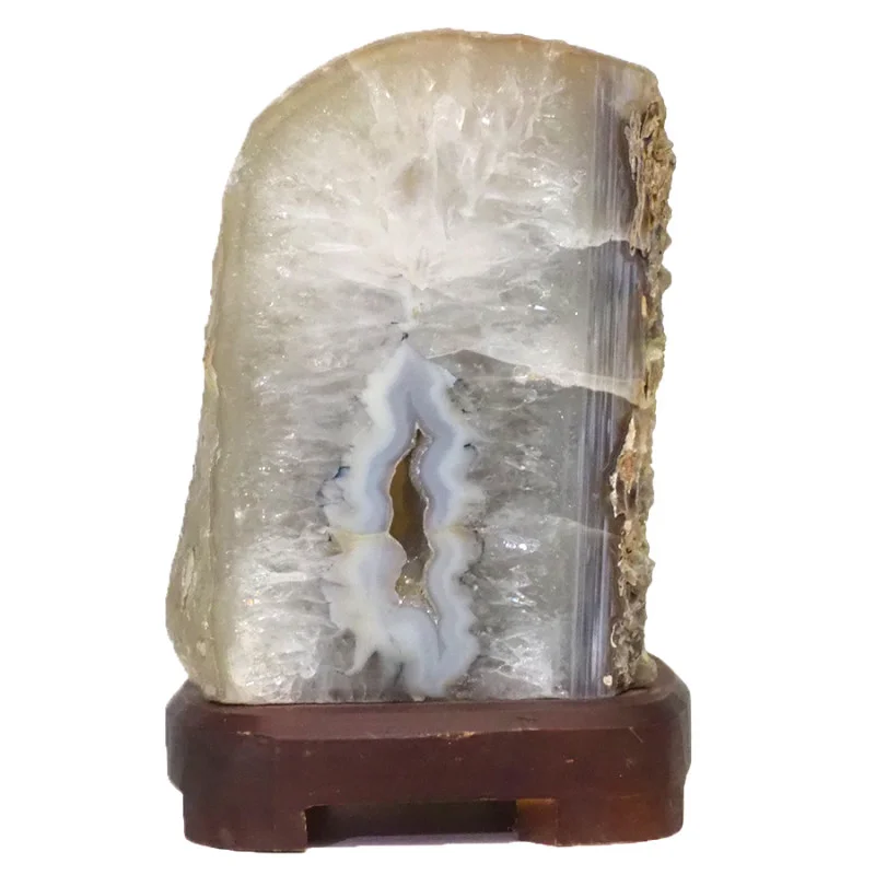2.30kg Natural Agate Lamp – Timber Base S835 3 Natural Agate Lamp - Timber Base S835 | Himalayan Salt Factory
